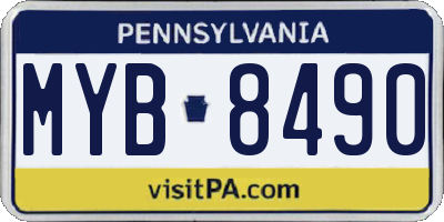 PA license plate MYB8490