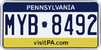 PA license plate MYB8492
