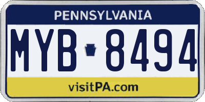 PA license plate MYB8494