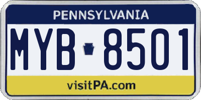 PA license plate MYB8501