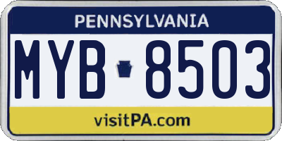PA license plate MYB8503