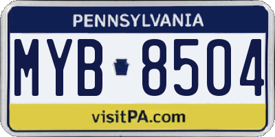 PA license plate MYB8504