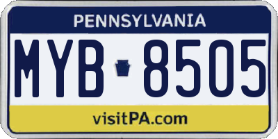 PA license plate MYB8505