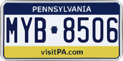 PA license plate MYB8506