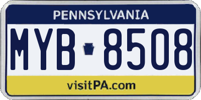 PA license plate MYB8508