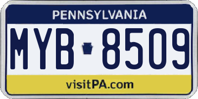 PA license plate MYB8509
