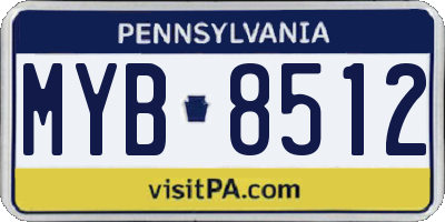 PA license plate MYB8512