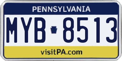 PA license plate MYB8513