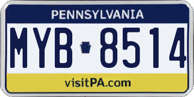 PA license plate MYB8514