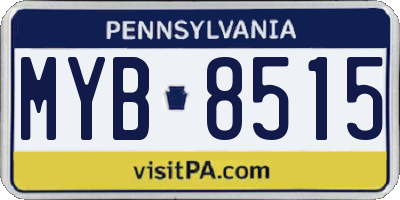 PA license plate MYB8515