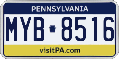 PA license plate MYB8516