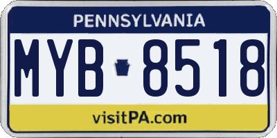 PA license plate MYB8518