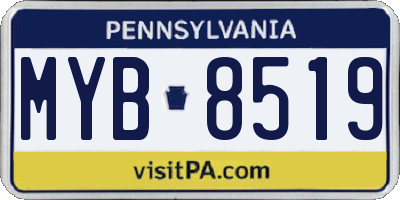 PA license plate MYB8519
