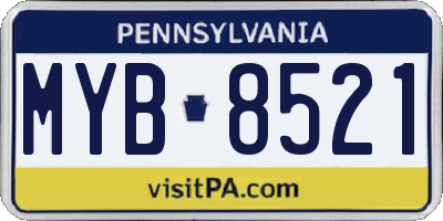 PA license plate MYB8521