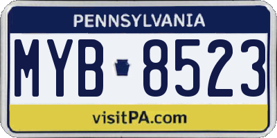 PA license plate MYB8523