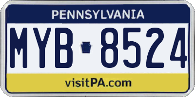 PA license plate MYB8524