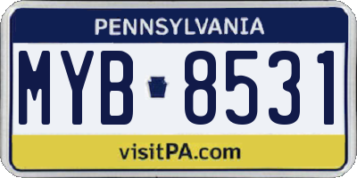 PA license plate MYB8531