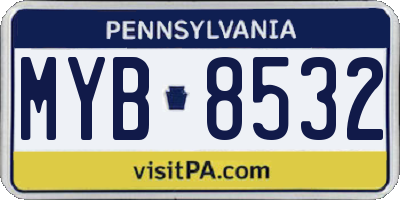 PA license plate MYB8532