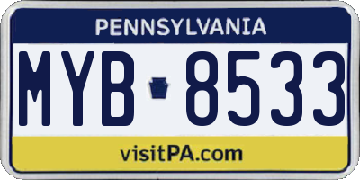 PA license plate MYB8533