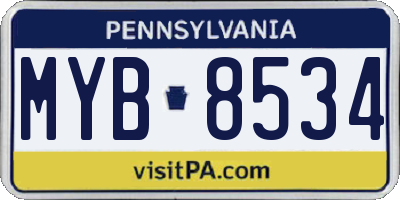 PA license plate MYB8534