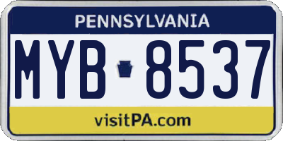 PA license plate MYB8537