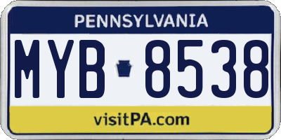 PA license plate MYB8538