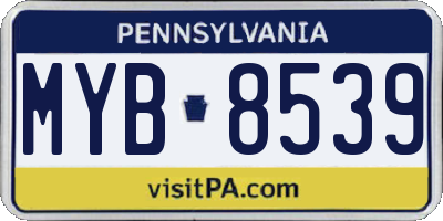 PA license plate MYB8539