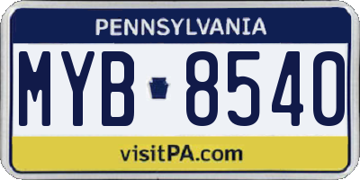 PA license plate MYB8540