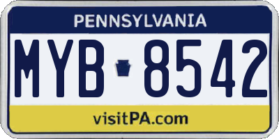 PA license plate MYB8542