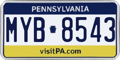 PA license plate MYB8543