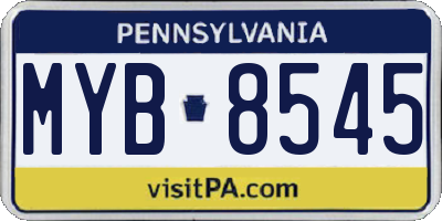 PA license plate MYB8545