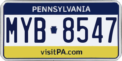 PA license plate MYB8547