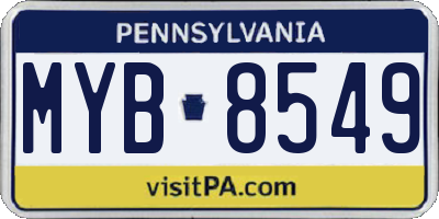 PA license plate MYB8549