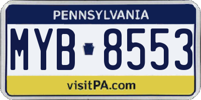 PA license plate MYB8553