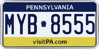 PA license plate MYB8555