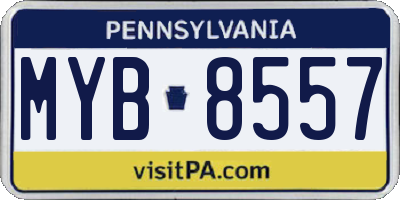 PA license plate MYB8557