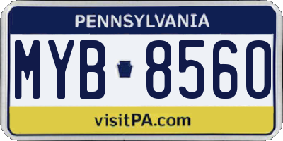 PA license plate MYB8560