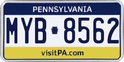 PA license plate MYB8562