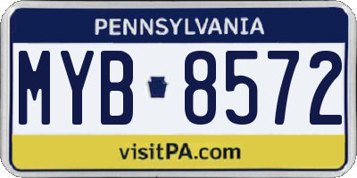 PA license plate MYB8572