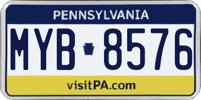 PA license plate MYB8576