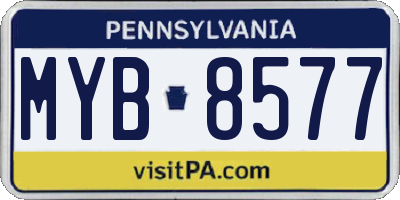 PA license plate MYB8577