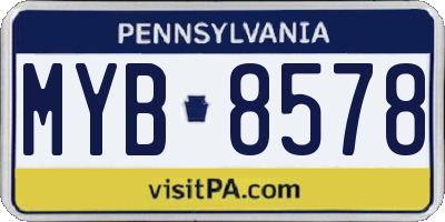 PA license plate MYB8578