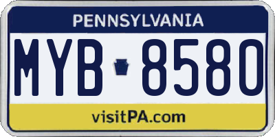 PA license plate MYB8580