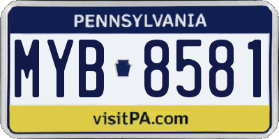 PA license plate MYB8581