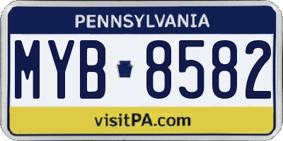 PA license plate MYB8582