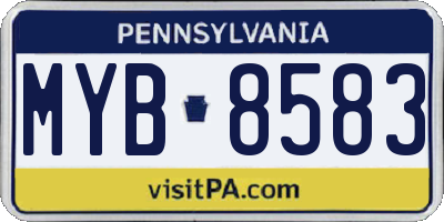 PA license plate MYB8583
