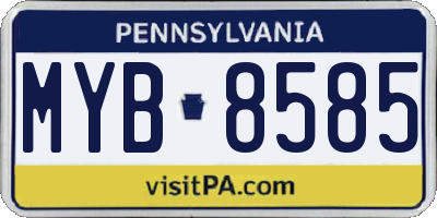 PA license plate MYB8585