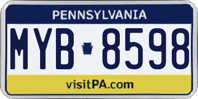 PA license plate MYB8598