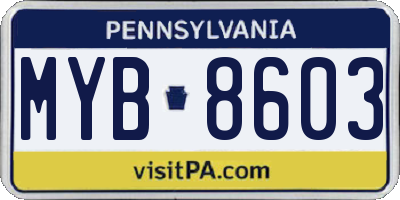 PA license plate MYB8603