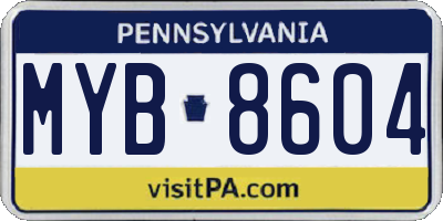 PA license plate MYB8604
